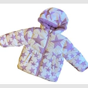 Girls’ Swiss Tech White and light purple Winter Puffer Jacket Coat 18 Months